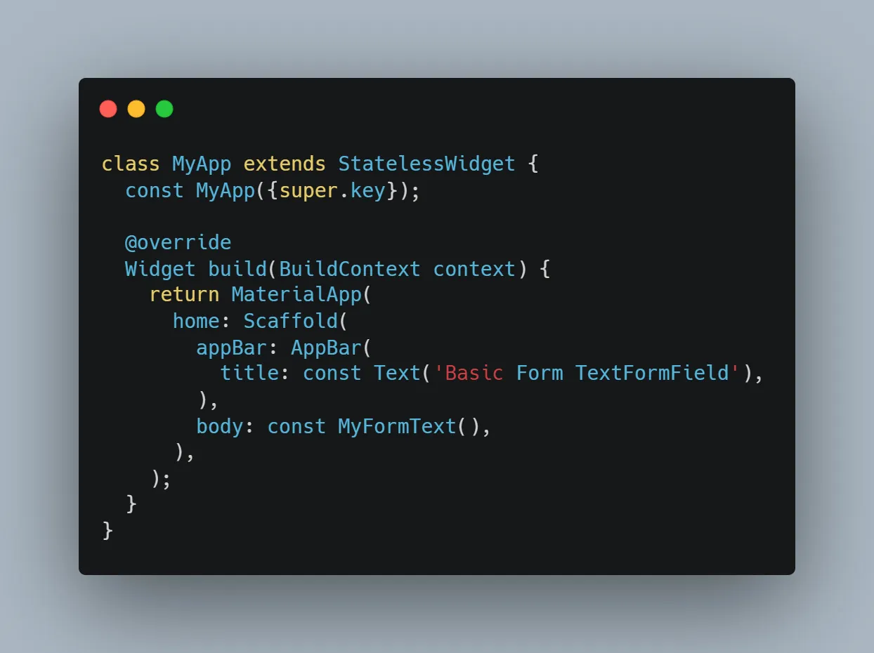 Screenshot MyApp TextFormField