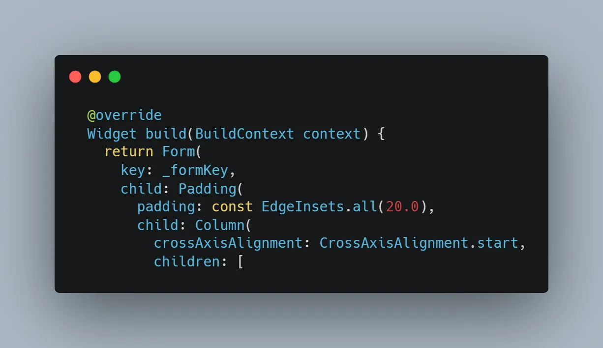 Screenshot Widget Form