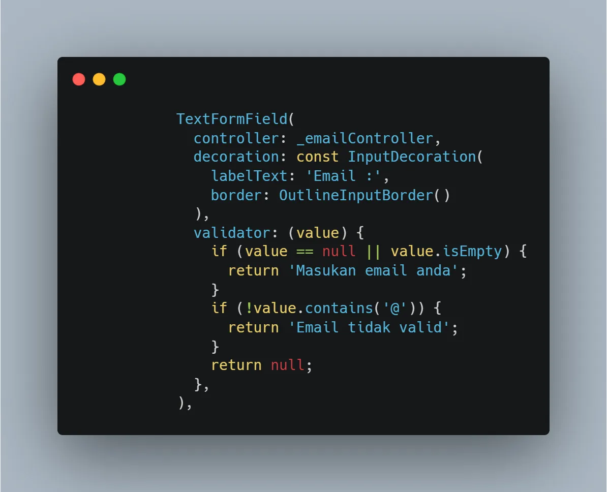 Screenshot TextFormField email