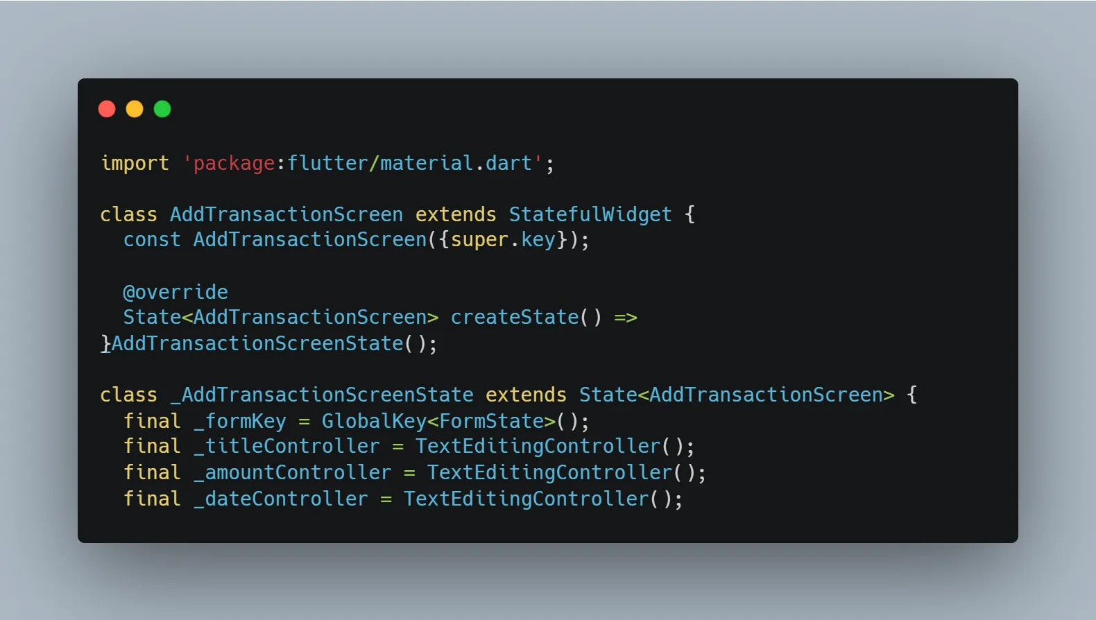 StatefulWidget dengan 3 TextEditingController
