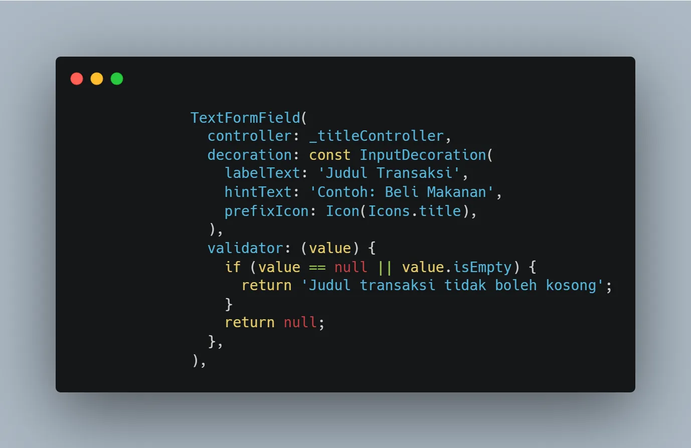 TextFormField judul transaksi