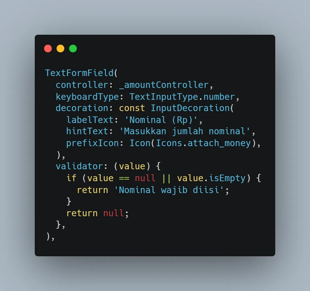 Input nominal dengan keyboardType.number