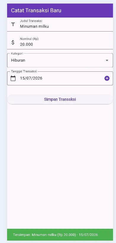 Tampilan aplikasi tugas praktikum