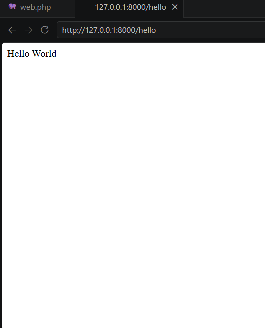 Screenshot hasil halaman hello world di browser