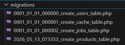 File migration create products table di folder migrations