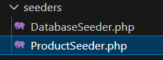 File ProductSeeder php pada folder seeders