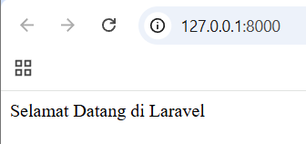 Hasil tampilan routing dasar di browser