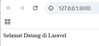 Hasil tampilan routing dasar di browser