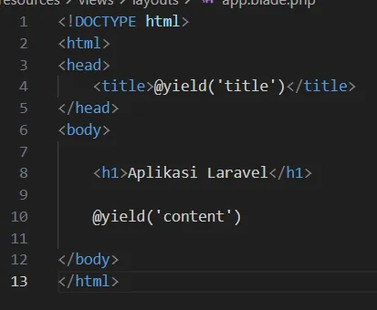 Kode file layout utama app blade php