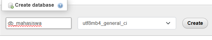 Pembuatan database db mahasiswa di phpMyAdmin