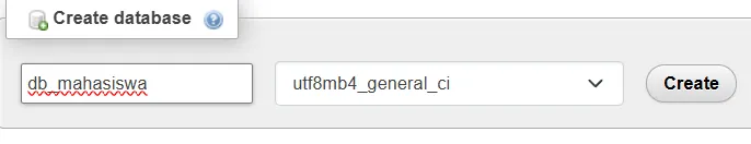 Pembuatan database db mahasiswa di phpMyAdmin