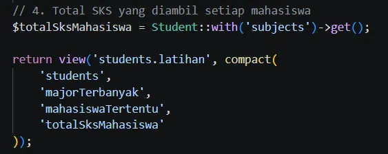 Query total SKS setiap mahasiswa