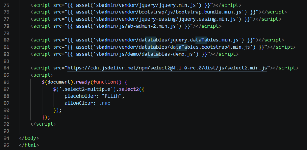 Kode sidebar blade php bagian 2