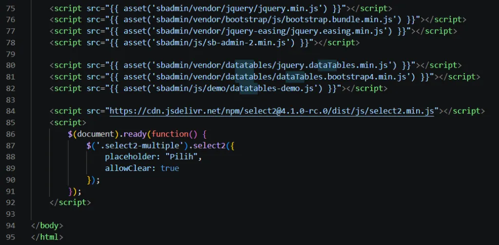 Kode sidebar blade php bagian 2