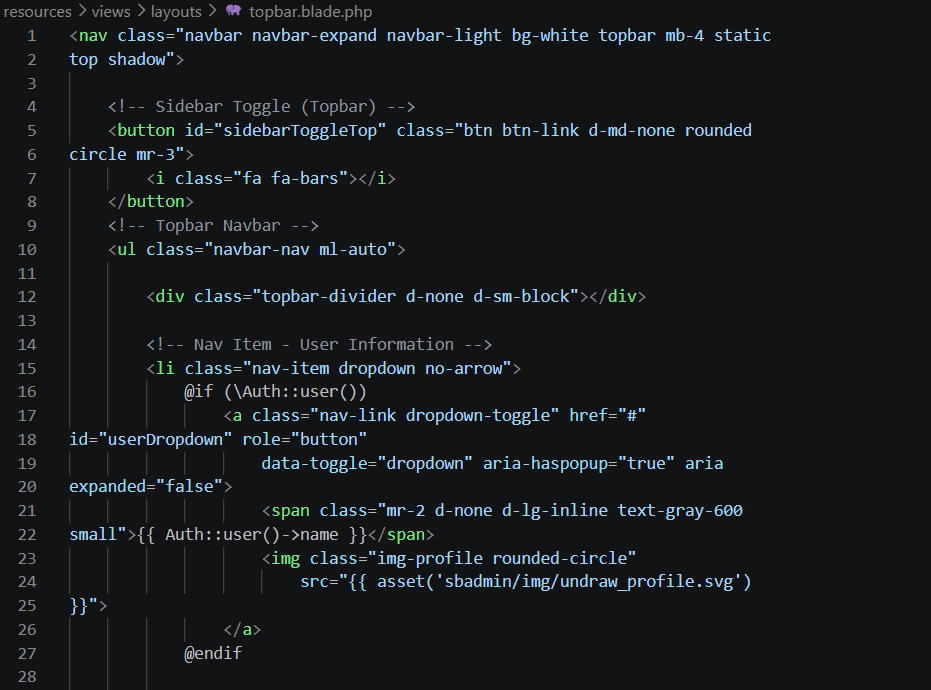 Kode route resource untuk UserController pada file web php