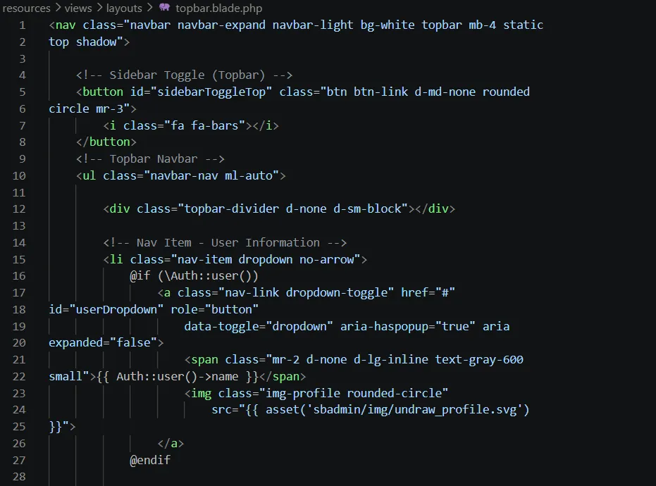 Kode route resource untuk UserController pada file web php