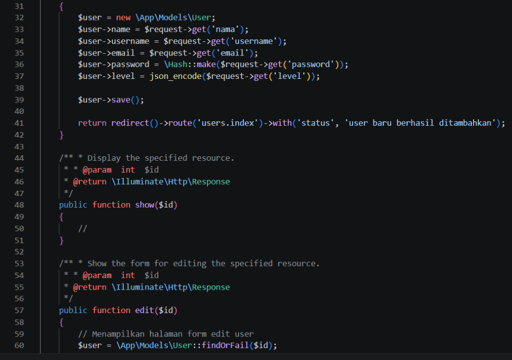 Kode create blade php bagian 2